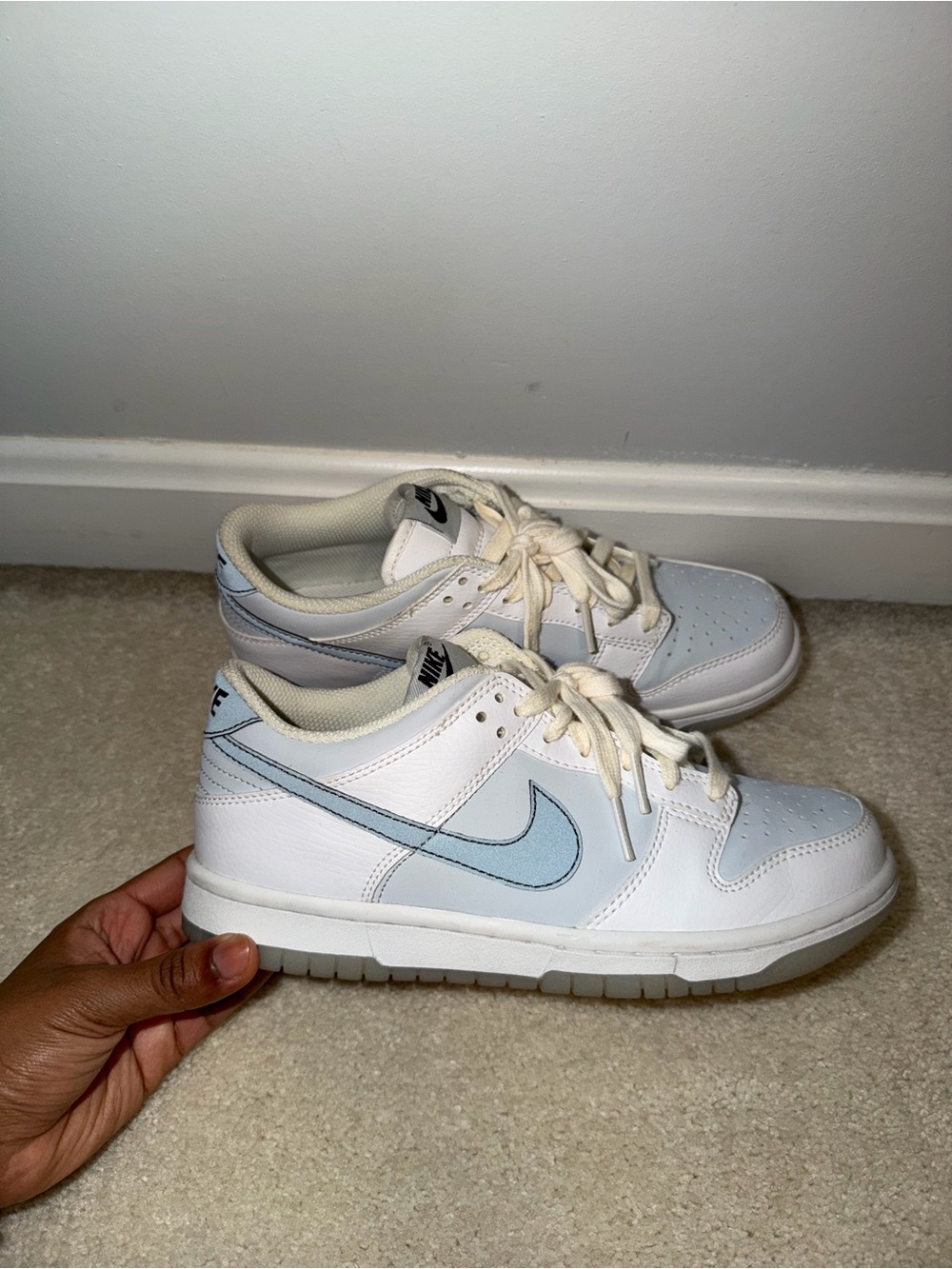Nike' White & Light Blue Low-Top Sneakers